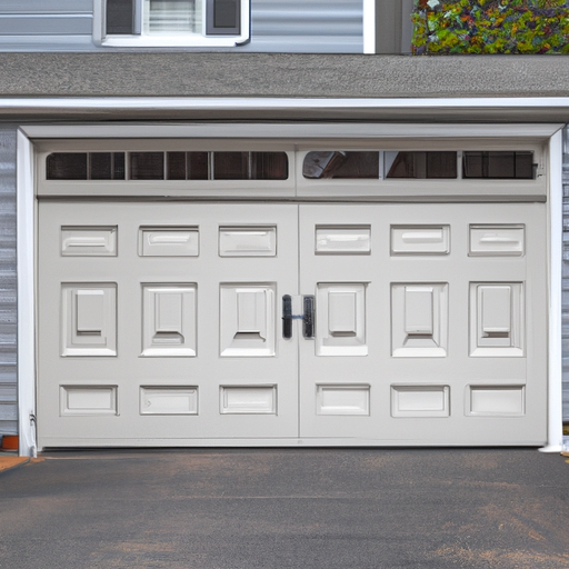 Suburban Acton, MA colonial home exterior with full garage door visible on an overcast morning.
